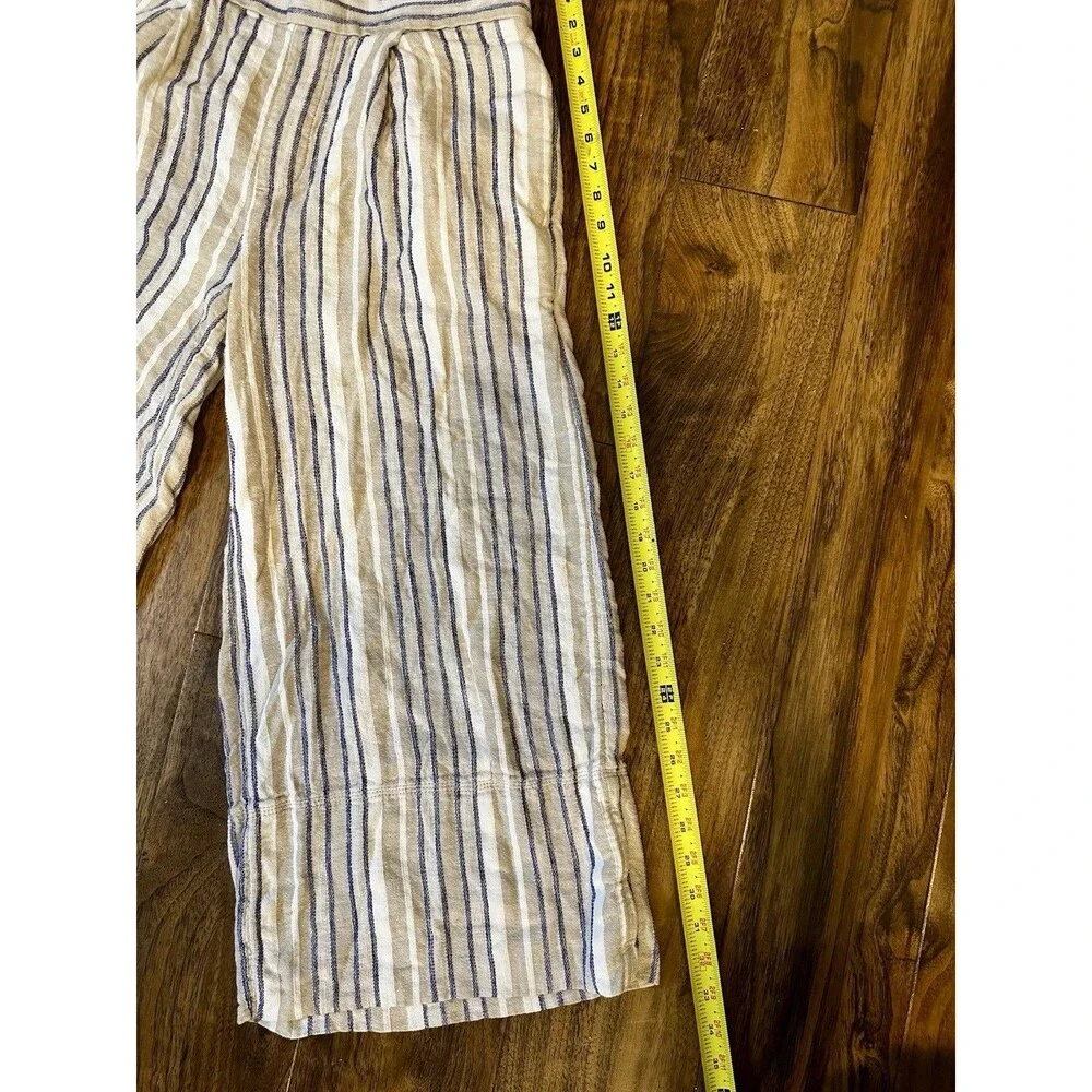 Banana Republic Women's Pants Linen Blend Striped Size S Wide Leg Loose Fit